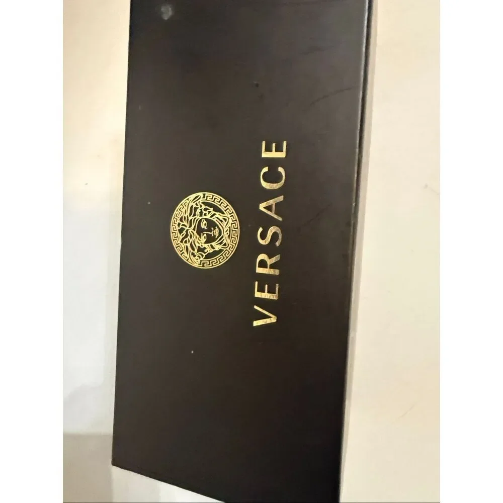 Versace Women's Acetate Polarized Sunglasses With Protective Case Black Gold NWT